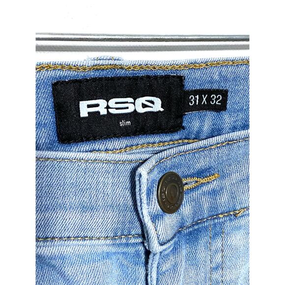 RSQ Slim Straight Whiskered Jeans Mens 31x30 Stretch Normcore Capsule Casual Y2K - Picture 6 of 10
